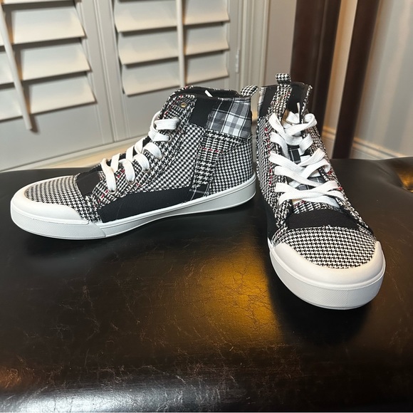 👟True Craft Fly High Sneakers Sz 8.5M Black/White Multi Plaid - Picture 3 of 9